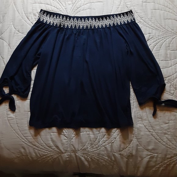 PEBBLE AND STONE/OFF THE SHOULDER BLOUSE/LARGE - Picture 3 of 7